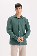 پیراهن آستین بلند یقه یقه دار 100% نخی معمولی W7832AZ25SP-thumb