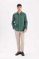 پیراهن آستین بلند یقه یقه دار 100% نخی معمولی W7832AZ25SP-thumb