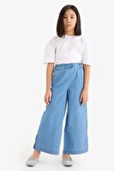 Girl Culotte Wide Paça Jean Trousers D7102A825SM-thumb