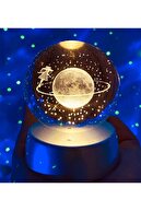 rk tasarım 3d Samanyolu Temalı Satürn Kız Işıklı Cam Küre