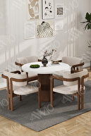 White Table Chair Coffee Fabric Cream
