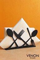 Black cutlery table with napkin