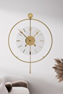 شیشه شفاف طلایی لوکس، دایره فلزی، ساعت دیواری فلزی تزئینی مدرن-thumb