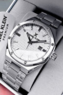 ساعت مچی مردانه ممتاز 3 Atm ضد آب بند استیل رنگ نقره ای دستبند هدیه Dke2023c3-thumb