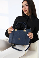 Navy blue patterned
