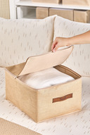 پایه تختخواب با دستگیره های چرمی جوت ، جعبه کابینت پشتیبانی شده Hurç 35x42x23 سانتی متر-thumb