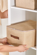 پایه تختخواب با دستگیره های چرمی جوت ، جعبه کابینت پشتیبانی شده Hurç 35x42x23 سانتی متر-thumb