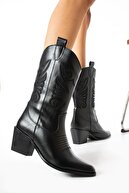 چکمه زنانه کابوی وسترن کارلاس C315-مشکی-thumb