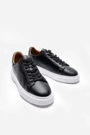 کفش ورزشی مردانه سیاه چرمی - ارتوپدی ، سبک ، راحت ، پایه غیر اسلیپ ، شیک ، کفش ورزشی روزانه-thumb