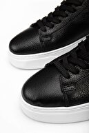 کفش ورزشی مردانه سیاه چرمی - ارتوپدی ، سبک ، راحت ، پایه غیر اسلیپ ، شیک ، کفش ورزشی روزانه-thumb