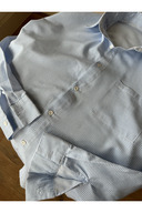 پیراهن پینترست گشاد آبی راه راه دوست پسر جیبی زنانه اورسایز پیراهن فصل جدید-thumb