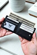 نام چاپ شده کیف پول چرم وگان سوپر اسلیم مدل 5 کارت ظرفیت بسته بندی مخفی مشکی-thumb