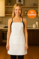 پارچه ضخیم اسپان باند سفید و پیشبند آشپز آشپزخانه ضد آب با جیب-thumb