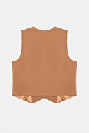 جلیقه 3 دکمه ای بسته دارت با جزئیات جیب شتر-thumb