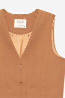 جلیقه 3 دکمه ای بسته دارت با جزئیات جیب شتر-thumb