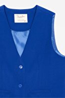 جلیقه 3 دکمه ای بسته دارت با جیب آبی ساکس-thumb