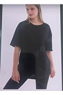 تی شرت یونیسکس مشکی اسپرت یقه گرد پنبه ای اورسایز Boyfriend