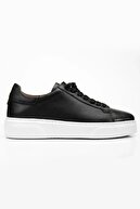 کفش ورزشی مردانه سیاه چرمی - ارتوپدی ، سبک ، راحت ، پایه غیر اسلیپ ، شیک ، کفش ورزشی روزانه-thumb