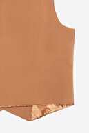 جلیقه 3 دکمه ای بسته دارت با جزئیات جیب شتر-thumb