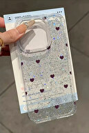 Purple Tiny Heart Glitter Transparent Case