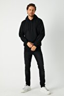 METALIC Siyah Erkek Kapüşonlu Kanguru Cepli Sweatshirt