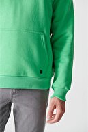 Avva Erkek Neon Yeşil Kapüşonlu Yaka Içi Polarlı Düz Sweatshirt E001018