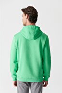 Avva Erkek Neon Yeşil Kapüşonlu Yaka Içi Polarlı Düz Sweatshirt E001018