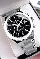 ساعت مچی مردانه 3 Atm ضد آب بند استیل نقره ای مشکی رنگ + دستبند Cbk452-thumb