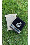 Black Checkers Butterfly Towel