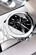 ساعت مچی مردانه 3 Atm ضد آب بند استیل نقره ای مشکی رنگ + دستبند Cbk452-thumb