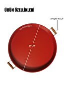 سینی 2 لیتری 51 سانتی متری و 37 سانتی متری چوبی سینی ارائه سینی گرد قرمز فلزی، صبحانه-thumb