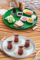 سینی 51 سانتی متری سبز 37 سانتی متری سفید 2 لیتری سینی گرد فلزی سینی ارائه سینی چای سینی قهوه-thumb