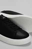 کفش کتانی چرمی مردانه تامی مشکی-thumb