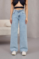 زنانه فاق بلند بلند شلوار جین لایکرای گشاد برف واش-thumb