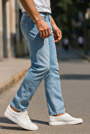 شلوار جین منعطف و منعطف مردانه با کمر بلند یخی-c336-thumb