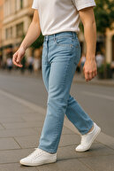 شلوار جین منعطف و منعطف مردانه با کمر بلند یخی-c336-thumb