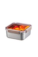 LocknLock اجاق و ظرف نگهدارنده فولاد ضد زنگ با قفل مربعی شکل 1.3 لیتر میلی لیتر - قهوه ای-thumb