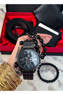 ست ترکیبی ساعت مچی مردانه جعبه چرمی لوکس تسبیح تسبیح جا کارتی کیف پول-thumb