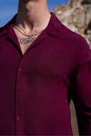 پیراهن تابستانی متناسب با بافت کتانی بورگوندی مردانه-thumb