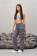شلوار گشاد لایکرا جیبی خاکستری-thumb