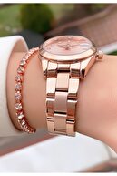ساعت مچی زنانه رنگ رزگلد برند با 2 سال گارانتی - دستبند-thumb
