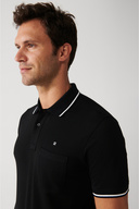 تی شرت پولو یقه دو دکمه ای مردانه یقه مشکی E001031-thumb