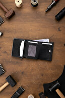 کیف پول پسکول جای کارت مشکی مردانه دارای مکانیزم اتوماتیک چرم اصل با محافظت RFID-thumb