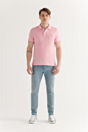 تی شرت مردانه یقه پولو یقه ای 100% پنبه ای روشن صورتی روشن E001004-thumb