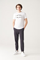 شلوار ورزشی مردانه آنتراسیت 2 نخی با کمر بنددار، جیب کناری، پاهای الاستیک E003403-thumb