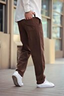 رنگ قهوه ای مخلوط کتانی تابستانی مردانه شلوار آرام - قهوه ای-thumb