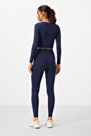 ست جوراب شلواری زنانه آستین بلند Slim Fit Crop Top Indigo Faq بلند - 95286-thumb