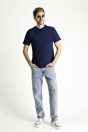 یقه گرد تی شرت نخی تکی با تناسب معمولی-thumb