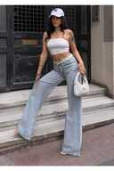 لباسشویی برفی زنانه آبی روشن فاق بلند شلوار جین جین گشاد Lvk-001040a-thumb