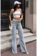 لباسشویی برفی زنانه آبی روشن فاق بلند شلوار جین جین گشاد Lvk-001040a-thumb